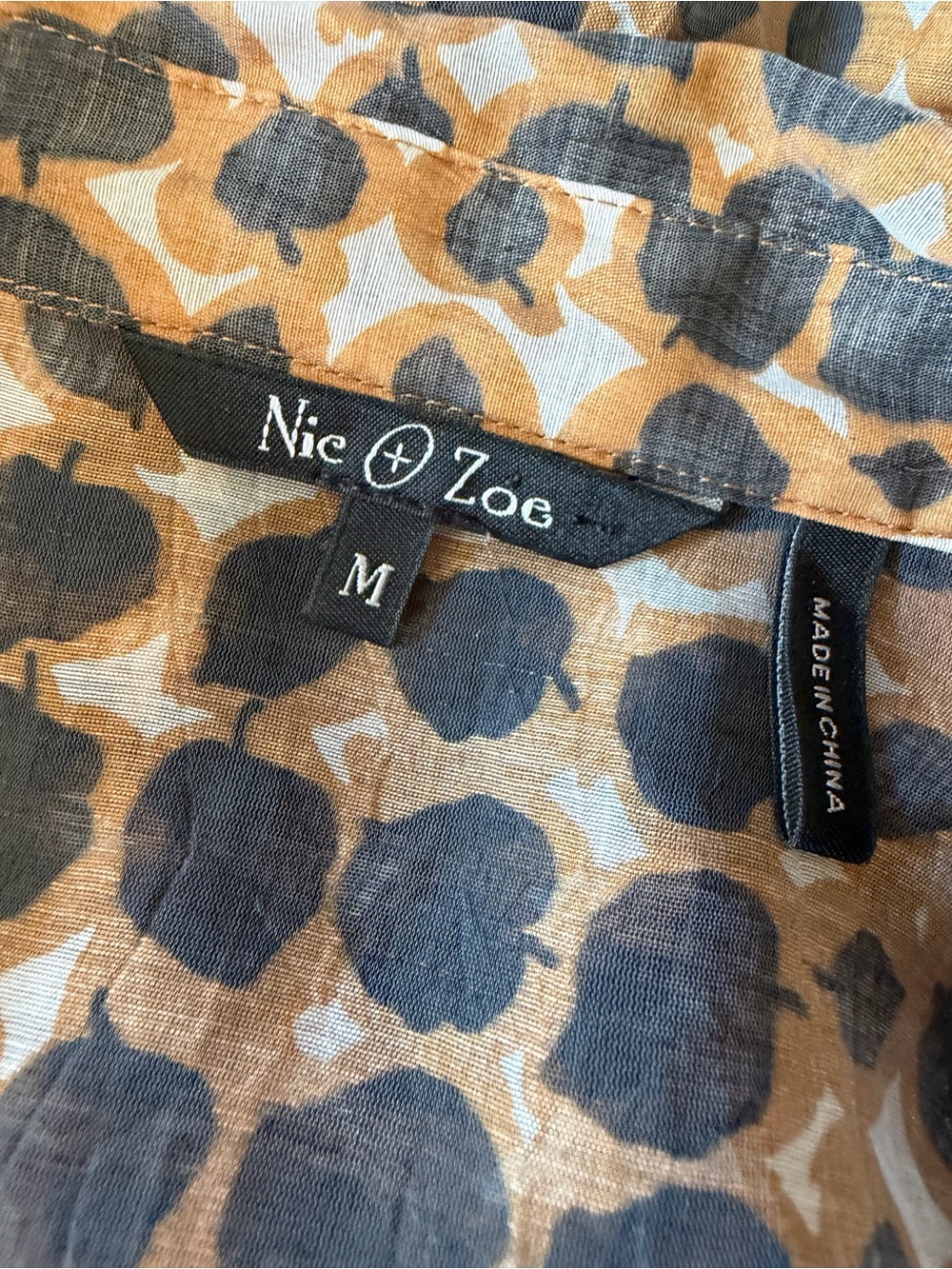 NIC+ZOE Black and Tan Printed Button-Front Blouse - Picture 10 of 12